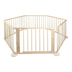 Tarc de joaca pliabil, lemn de pin, 5.4 mp, 6 panouri, inaltime 68 cm