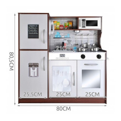 Bucatarie din lemn pentru copii, aragaz, cuptor cu microunde, chiuveta, 80x80.5 cm