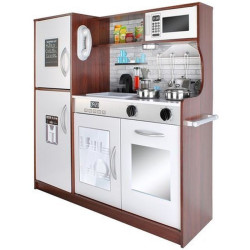 Bucatarie din lemn pentru copii, aragaz, cuptor cu microunde, chiuveta, 80x80.5 cm