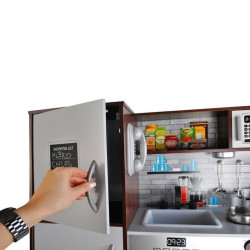 Bucatarie din lemn pentru copii, aragaz, cuptor cu microunde, chiuveta, 80x80.5 cm
