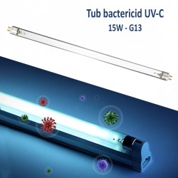 Tub bactericid UVC 15W pentru sterilizare, rezerva lampa bactericida soclu G13, lungime 45.3 cm