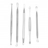 Set 5 pensete extractie puncte negre si acnee, 10 capete diferite, otel