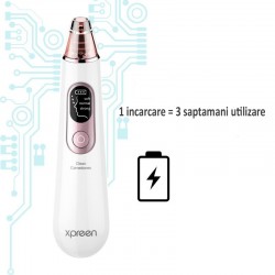 Aparat facial cu vacuum, pentru acnee, puncte negre, reincarcabil USB, 4 sonde, 3 trepte de putere