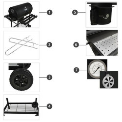 Gratar BBQ Grill pe carbuni, termometru, 2 rafturi, recipient cenusa