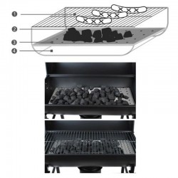 Gratar BBQ Grill pe carbuni, termometru, 2 rafturi, recipient cenusa