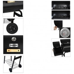 Gratar carbune BBQ smoker, grill si afumatoare, capac cu termometru