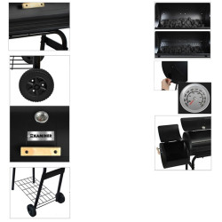 Gratar carbune BBQ smoker, grill si afumatoare, capac cu termometru