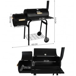Gratar carbune BBQ smoker, grill si afumatoare, capac cu termometru