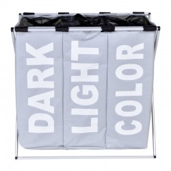 Cos pliabil pentru rufe, capacitate 130 l, 3 compartimente, suport aluminiu