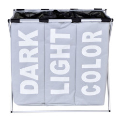 Cos pliabil pentru rufe, capacitate 130 l, 3 compartimente, suport aluminiu
