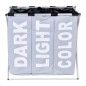 Cos pliabil pentru rufe, capacitate 130 l, 3 compartimente, suport aluminiu Cos pliabil pentru rufe, capacitate 130 l, 3 compartimente, suport aluminiu