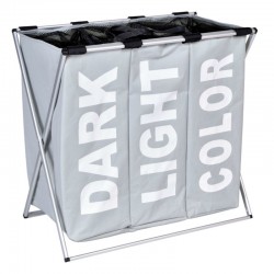 Cos pliabil pentru rufe, capacitate 130 l, 3 compartimente, suport aluminiu