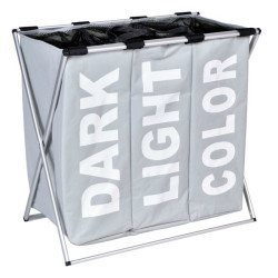 Cos pliabil pentru rufe, capacitate 130 l, 3 compartimente, suport aluminiu