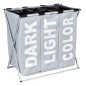 Cos pliabil pentru rufe, capacitate 130 l, 3 compartimente, suport aluminiu Cos pliabil pentru rufe, capacitate 130 l, 3 compartimente, suport aluminiu