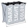 Cos pliabil pentru rufe, capacitate 130 l, 3 compartimente, suport aluminiu