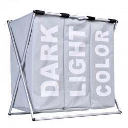Cos pliabil pentru rufe, capacitate 130 l, 3 compartimente, suport aluminiu