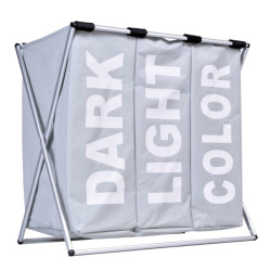 Cos pliabil pentru rufe, capacitate 130 l, 3 compartimente, suport aluminiu