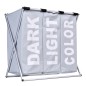 Cos pliabil pentru rufe, capacitate 130 l, 3 compartimente, suport aluminiu Cos pliabil pentru rufe, capacitate 130 l, 3 compartimente, suport aluminiu