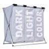 Cos pliabil pentru rufe, capacitate 130 l, 3 compartimente, suport aluminiu