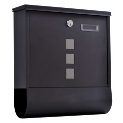 Cutie postala cu spatiu ziare, 33.5x31 cm, inchidere cheie, otel galvanizat negru