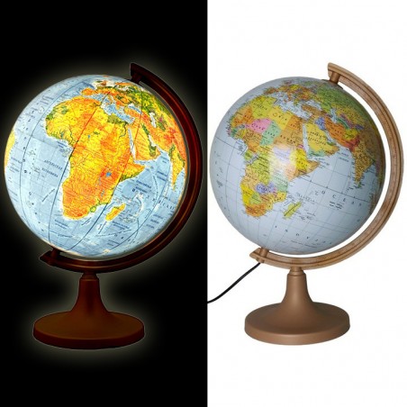 Glob geografic iluminat 2 in 1, harta politica si fizica, diametru 32 cm
