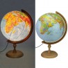 Glob pamantesc iluminat 32 cm, harta politica si fizica, suport lemn, fus orar