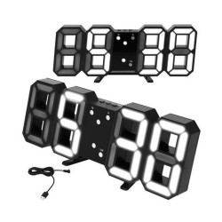 Ceas digital LED, termometru, data, functie alarma, fixare perete, 12/24h