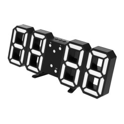 Ceas digital LED, termometru, data, functie alarma, fixare perete, 12/24h