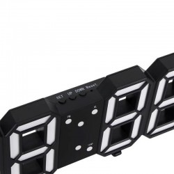 Ceas digital LED, termometru, data, functie alarma, fixare perete, 12/24h