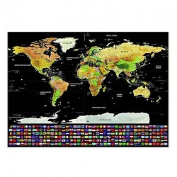 Harta lumii razuibila, 82x59 cm, text cartografie limba engleza, drapeluri