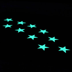 Set 10 Stelute glow autoadezive fosforescente aqua, vinil premium, dimensiune 3 cm, lumineaza intens