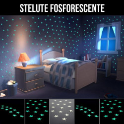 Set 10 Stelute glow autoadezive fosforescente aqua, vinil premium, dimensiune 3 cm, lumineaza intens