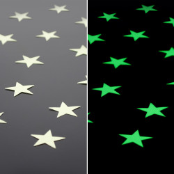 Set 10 Stelute glow autoadezive fosforescente, lumineaza verde, vinil premium, 3 cm