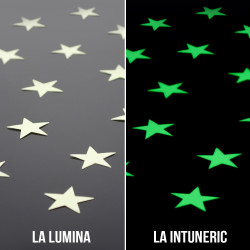 Set 10 Stelute glow autoadezive fosforescente, lumineaza verde, vinil premium, 3 cm