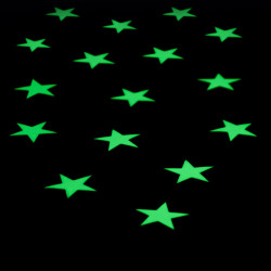 Set 10 Stelute glow autoadezive fosforescente, lumineaza verde, vinil premium, 3 cm