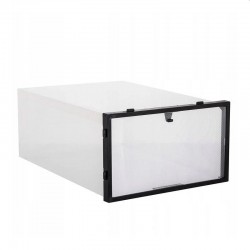 Set 10 cutii depozitare papuci, transparente, clapeta pentru inchidere, 21x31x12cm