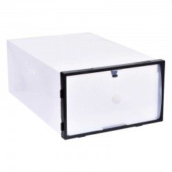 Set 10 cutii depozitare papuci, transparente, clapeta pentru inchidere, 21x31x12cm