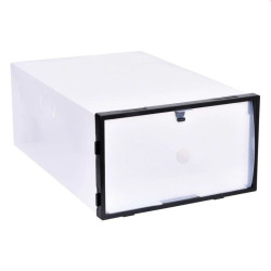 Set 10 cutii depozitare papuci, transparente, clapeta pentru inchidere, 21x31x12cm