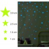 Set 75 stickere fosforescente glow albastre, formel stelute si buline, autoadezive, 1- 4 cm