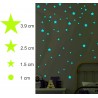Stickere decorative fosforescente, 75 stelute si buline, lumineaza turcoaz, dimensiuni 1-4 cm, autoadezive
