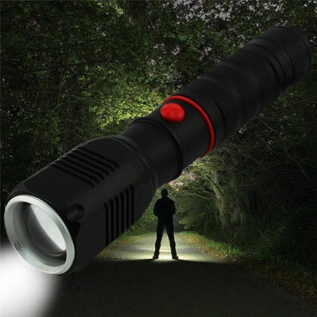 Lanterna CREE LED SMD 10W cu Zoom reglabil, 2000 lm, raza 300 m, incarcator auto, aluminiu, stroboscop