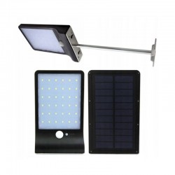 Lampa solara slim, 36 LED-uri SMD 5W, senzor de miscare IR, 3 moduri, 2000mAh, 300lm, alb rece