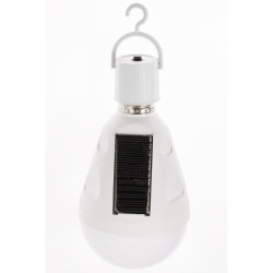 Bec solar portabil 12W, 26 LED-uri SMD, E27, 960 lumeni, carlig suspendare, camping, 700mAh, IP65