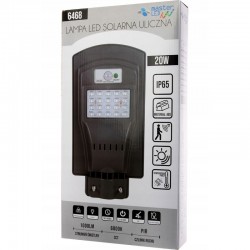 Lampa iluminat stradal LED 20W, incarcare solara, senzor miscare 120 grade, telecomanda, timer, 1000lm, IP65