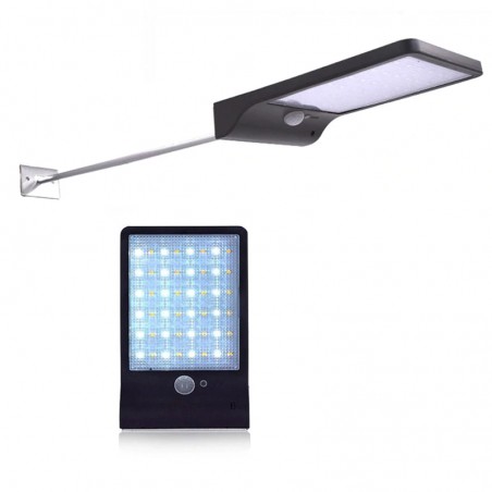 Lampa solara slim, 36 LED-uri SMD 5W, senzor de miscare IR, 3 moduri, 2000mAh, 300lm, alb rece