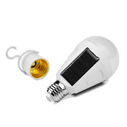 Bec solar portabil 12W, 26 LED-uri SMD, E27, 960 lumeni, carlig suspendare, camping, 700mAh, IP65