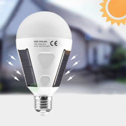 Bec solar portabil 12W, 26 LED-uri SMD, E27, 960 lumeni, carlig suspendare, camping, 700mAh, IP65