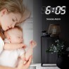 Ceas digital de birou, iluminat LED alb rece, afisaj mare, alarma, temperatura