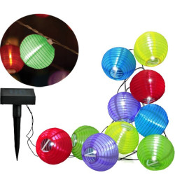 Ghirlanda lampioane solare LED, lungime 3 m, acumulator 300 mAh, exterior, multicolora