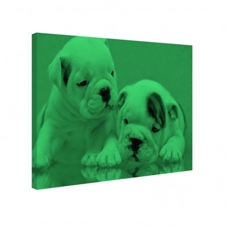 Tablou canvas fosforescent Bulldog Puppies, 52x90 cm, RESIGILAT
